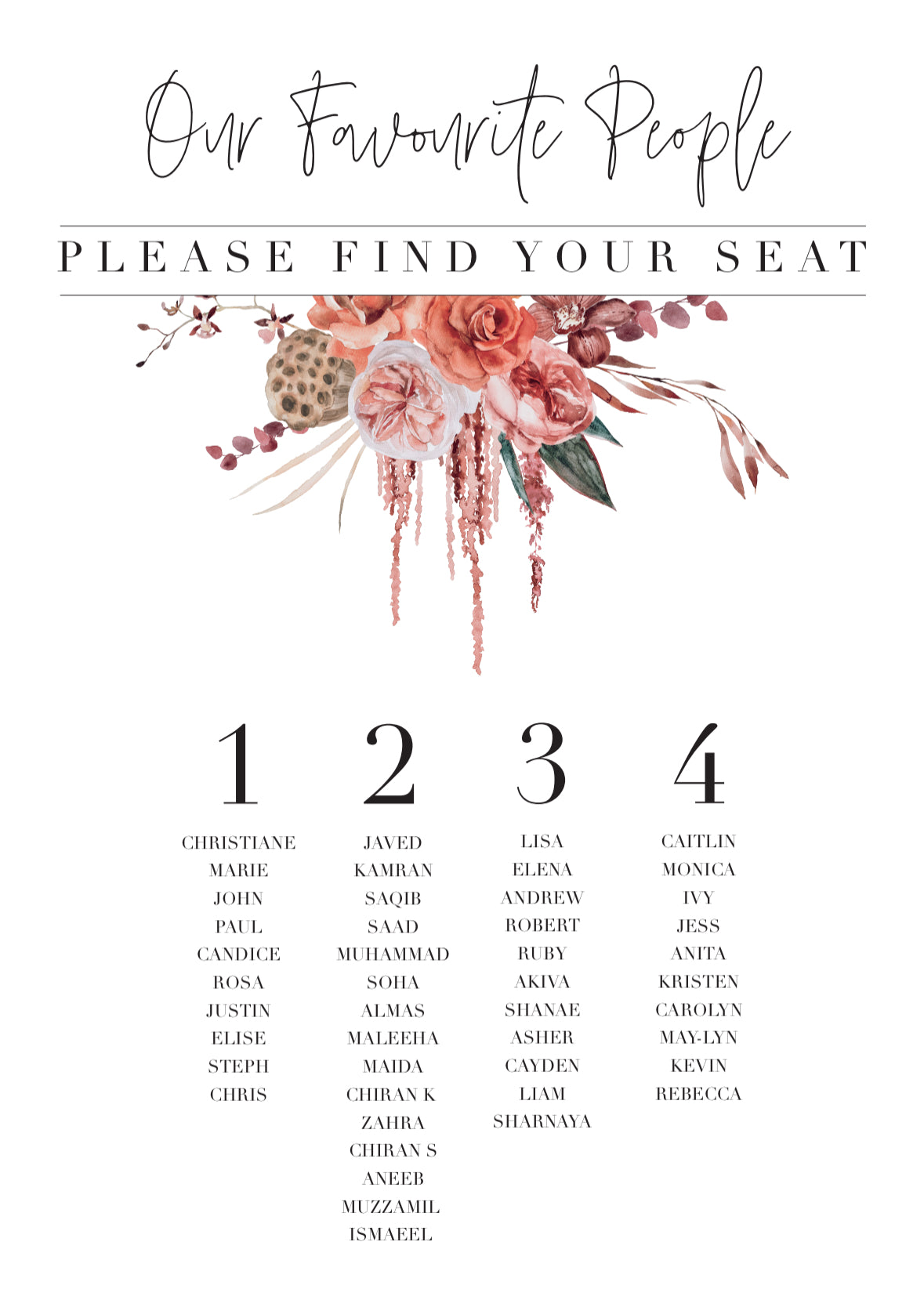 Sadie | Seating Board A1