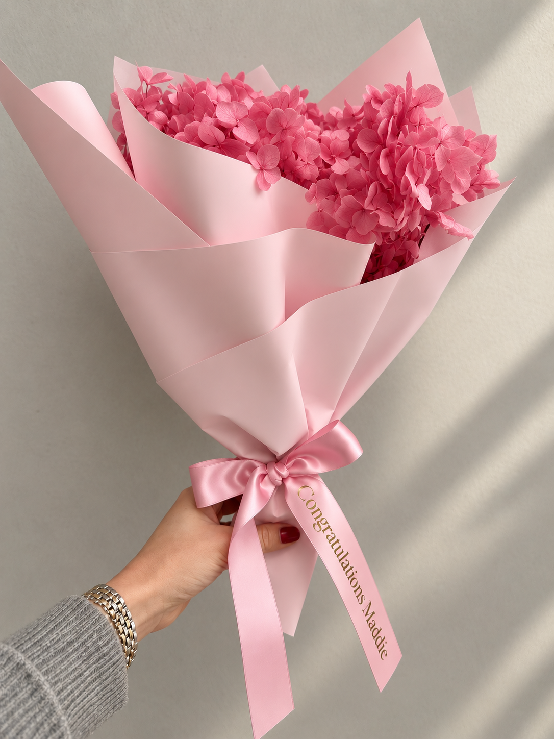 Blush pink Blooms with Personalised Ribbon