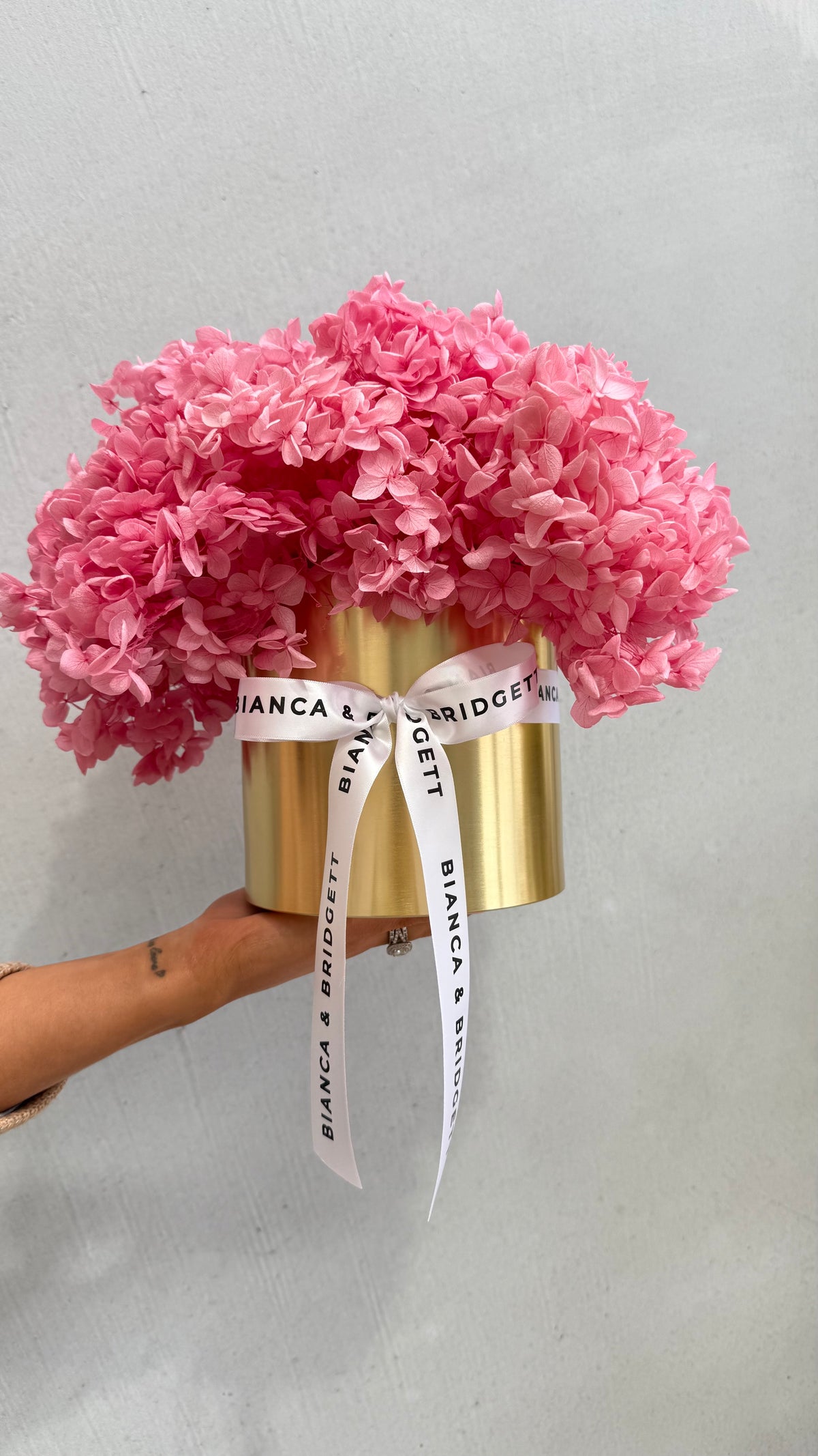 Pink Blooms with Personalised Ribbon