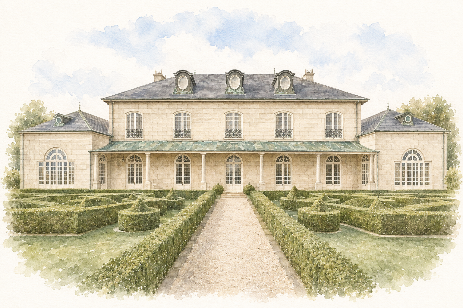 Campbell Point House Watercolour Venue Illustration