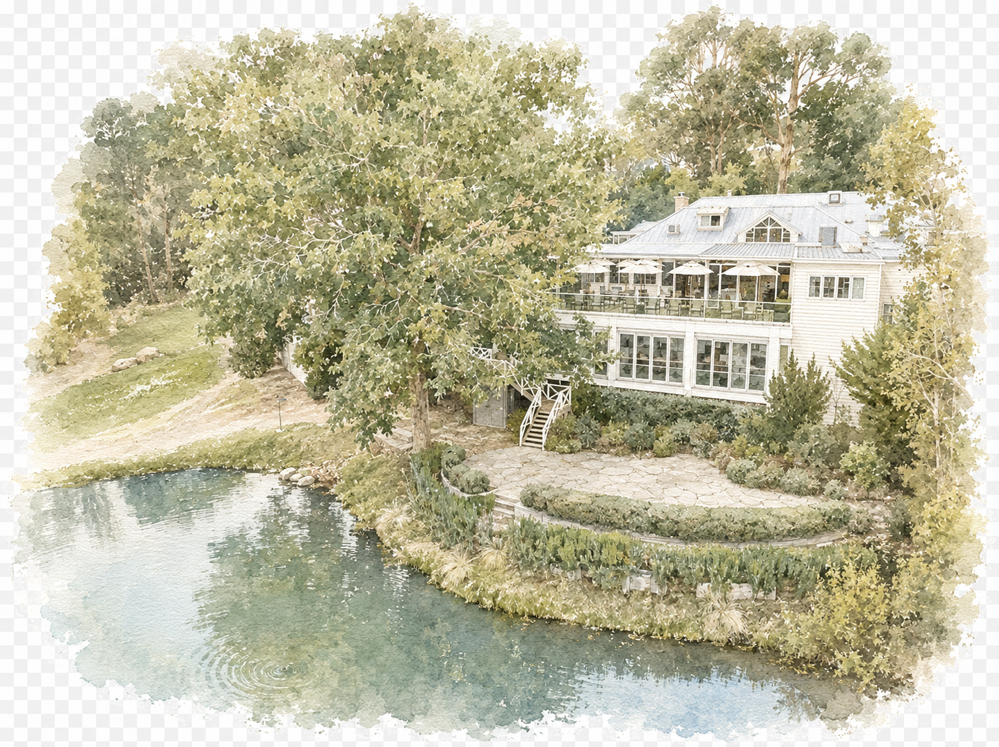 Lakehouse dayelsford Watercolour Venue Illustration