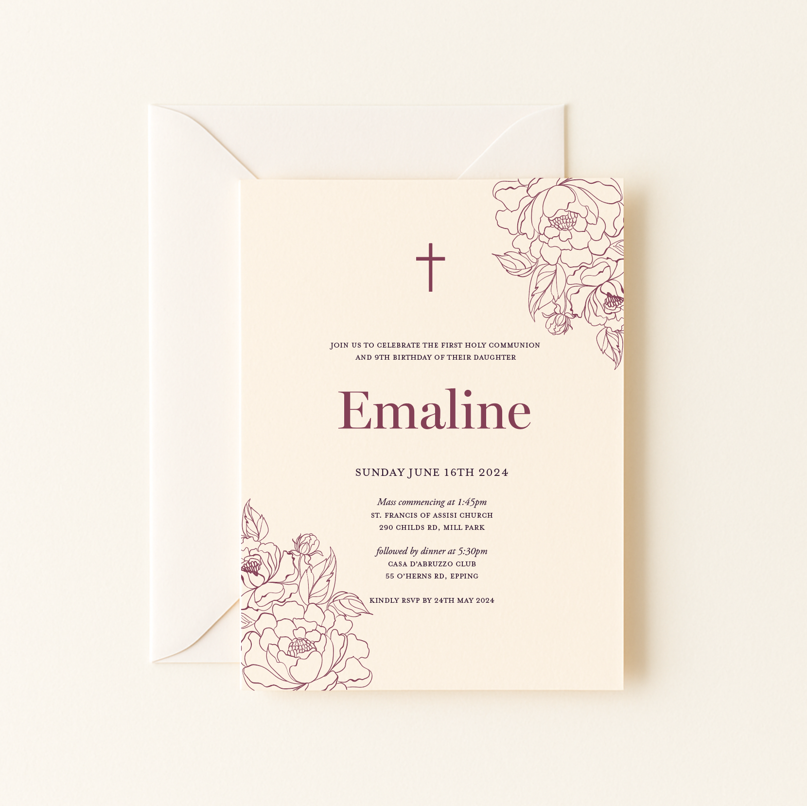 Emaline | Holy Communion Invitation
