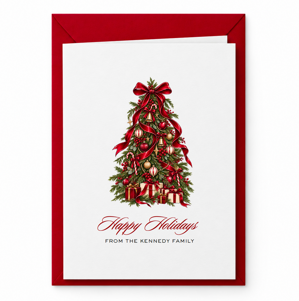 2026 Personalised Family Christmas Cards "Happy Holidays" -   (10pk)