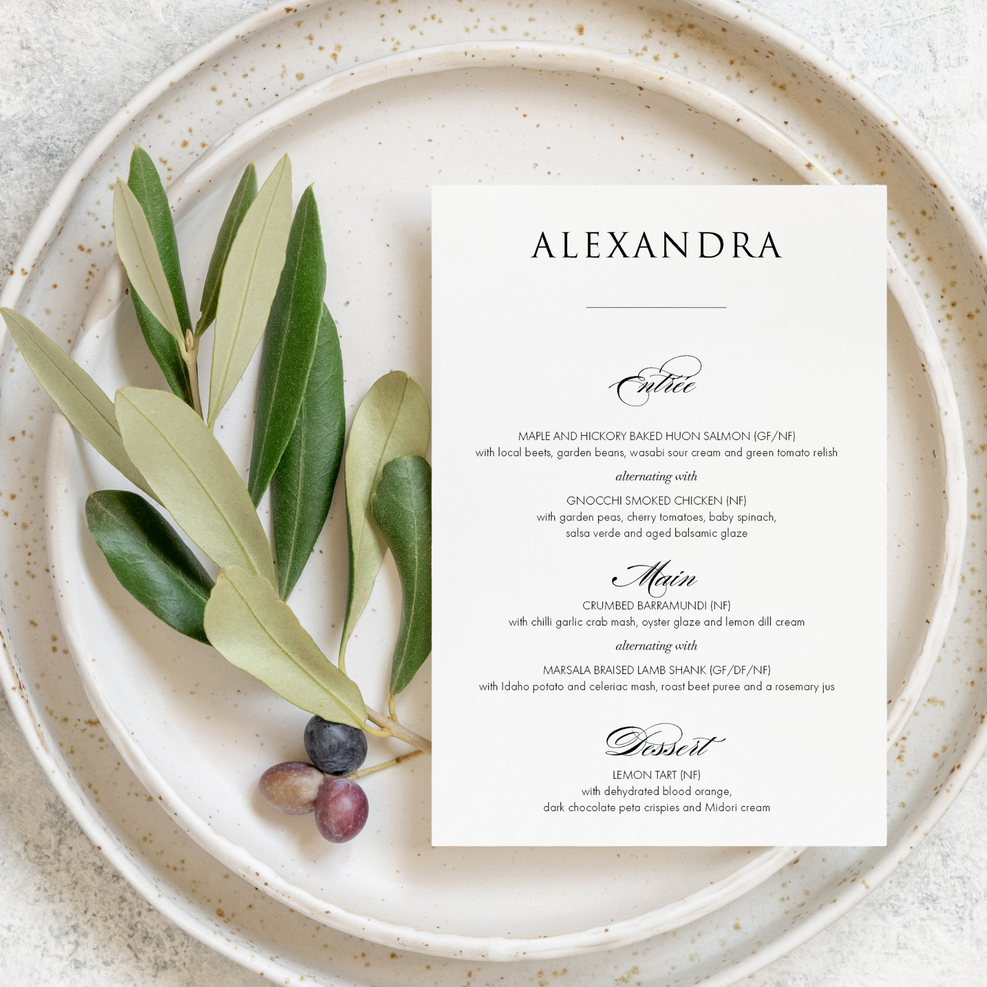 Alexandra | Guest Menu Thin