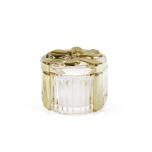 Glass Bow Trinket Box - Gold