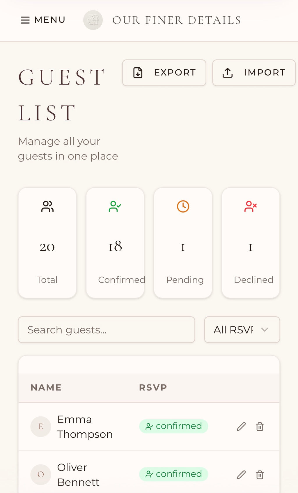 Guest RSVP Portal