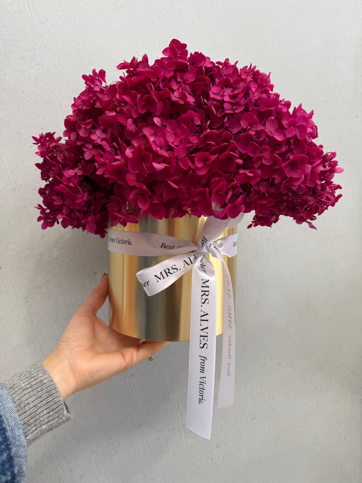 Burgundy Blooms with Personalised Ribbon