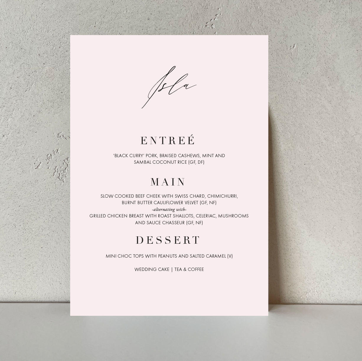 Isla | Guest Menu A5