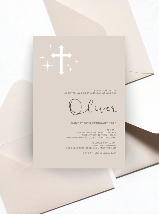 Oliver | Orthodox Cross Baby Invitation