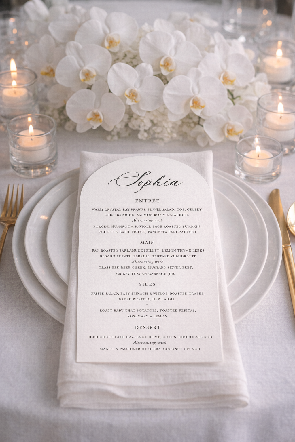 Sophia | Guest Menu A5 Arch