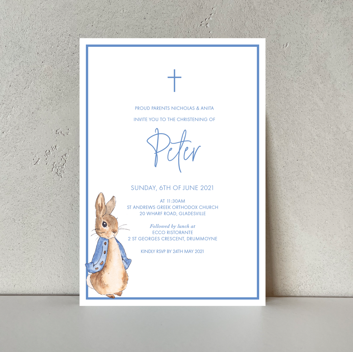 Peter | Rabbit Baby Invitation – Paper Chic
