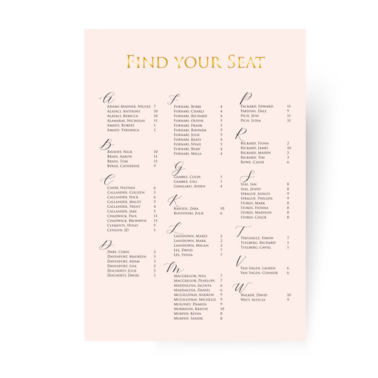 Lisa | Blush Seating Board