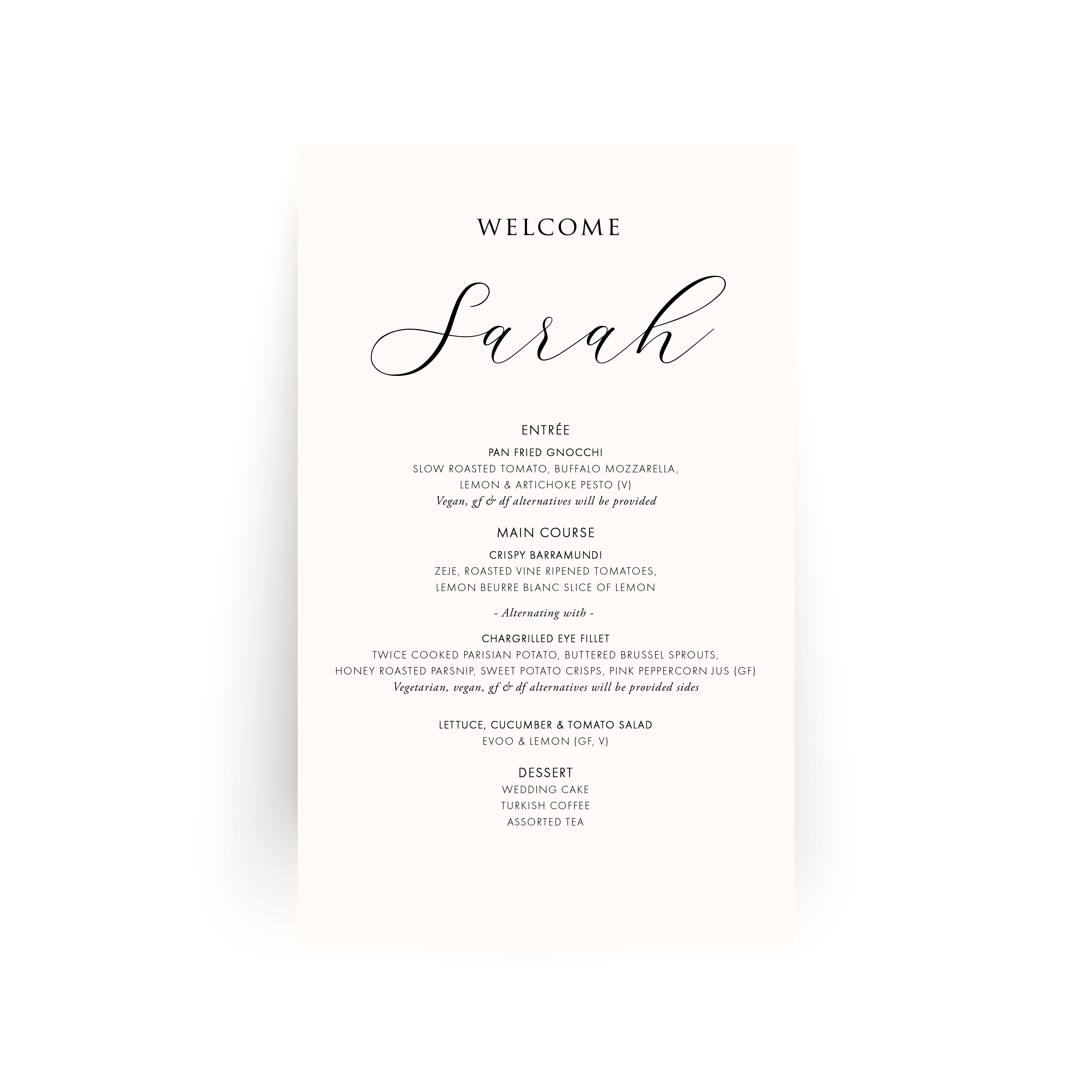 Personalised Guest Menus - FULLY CUSTOMISABLE
