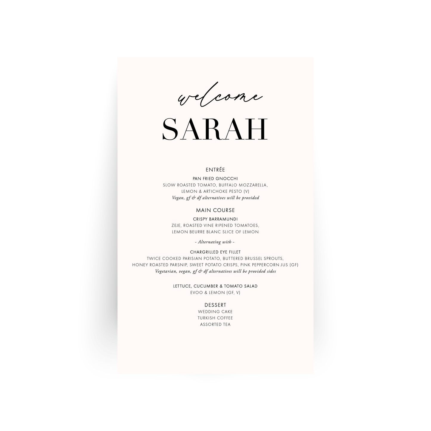 Personalised Guest Menus - FULLY CUSTOMISABLE