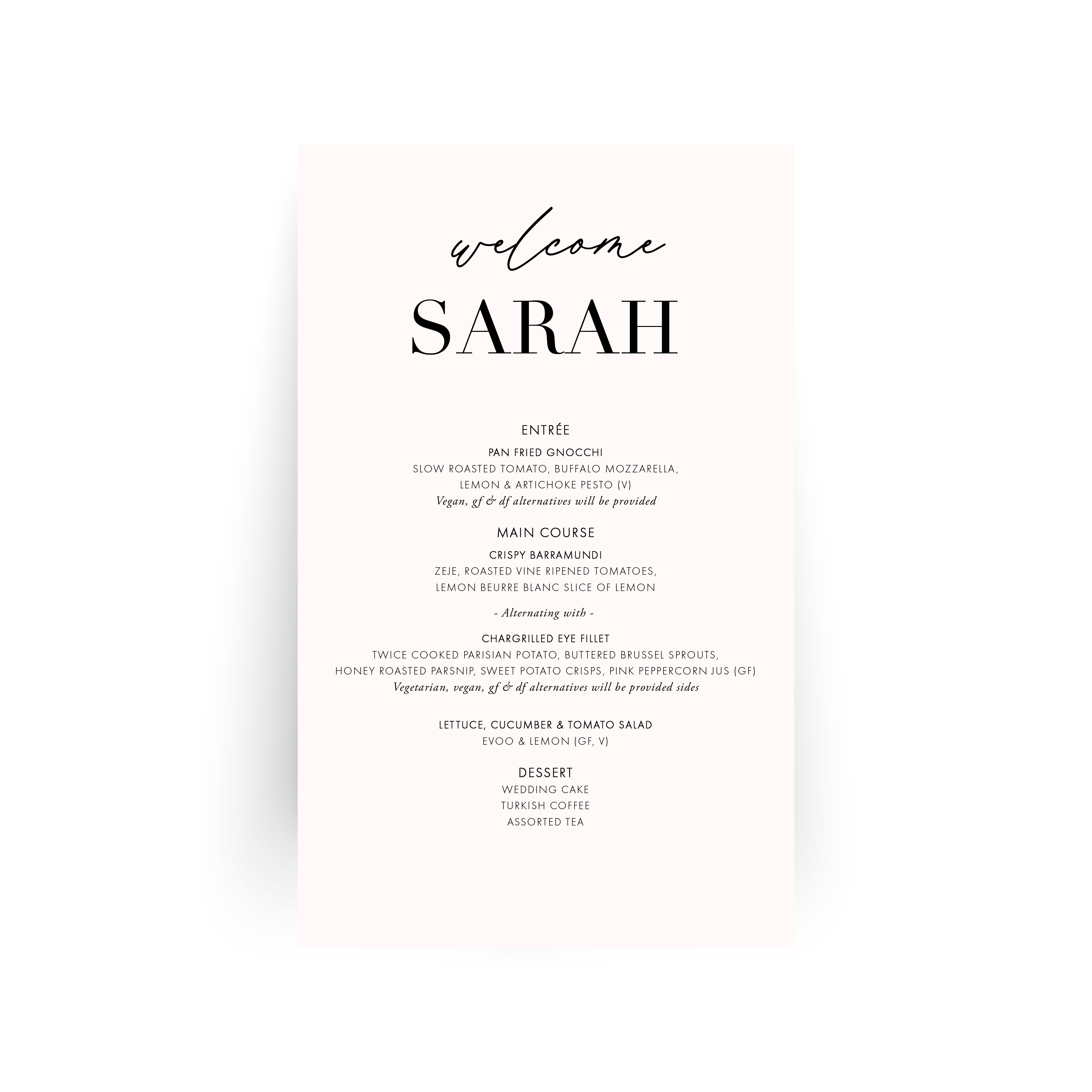 Personalised Guest Menus - FULLY CUSTOMISABLE