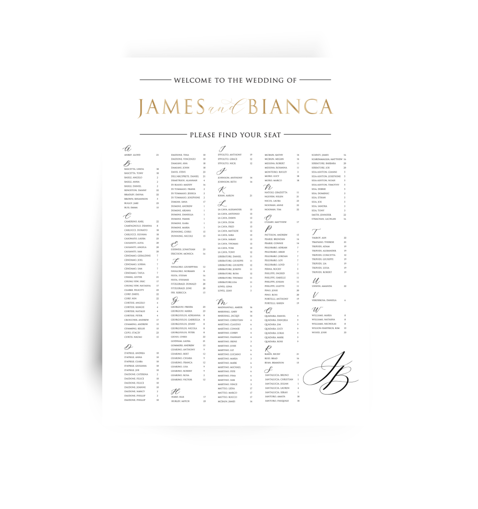 Bianca | Seating Board