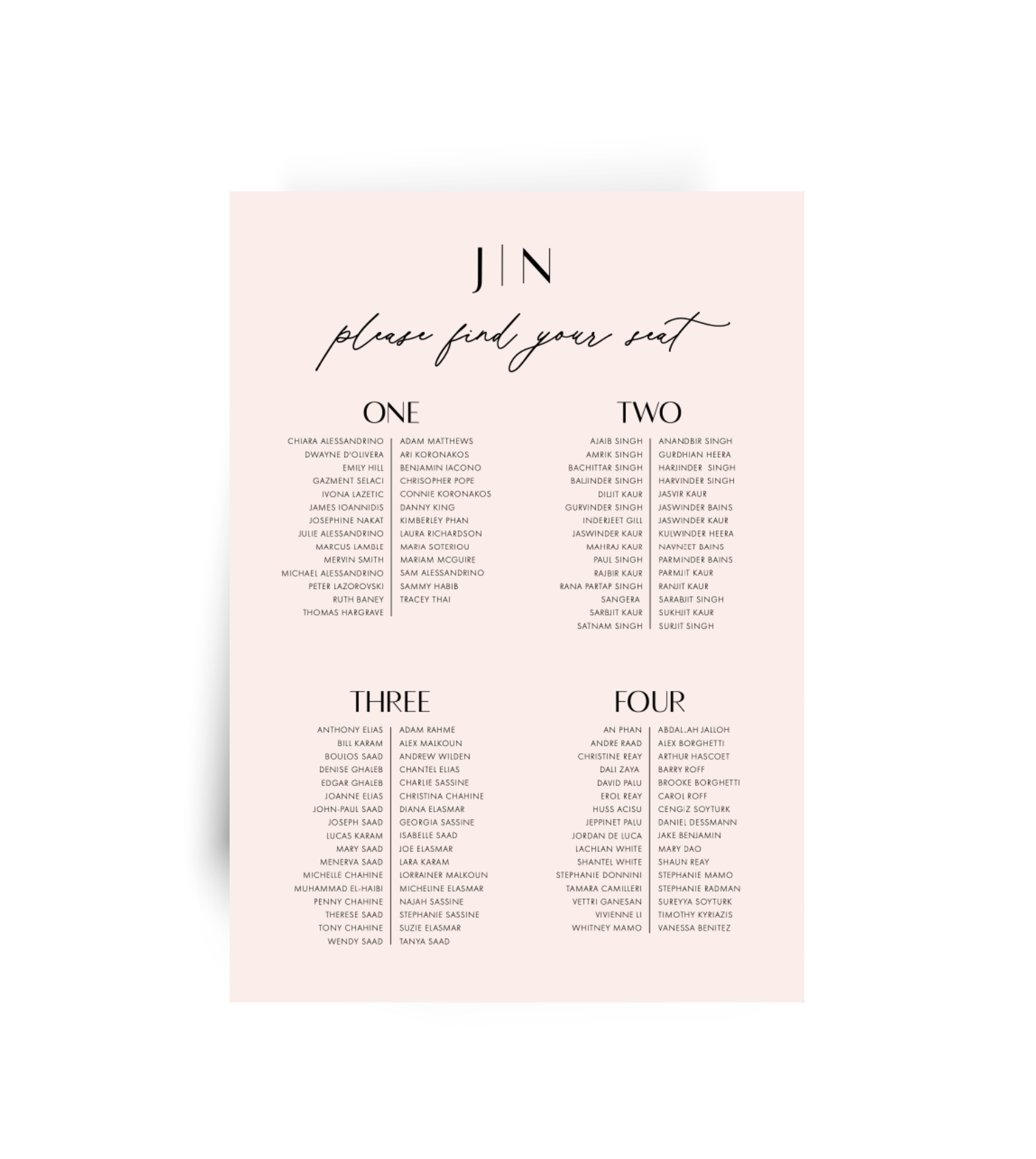 Natalie | Seating Board