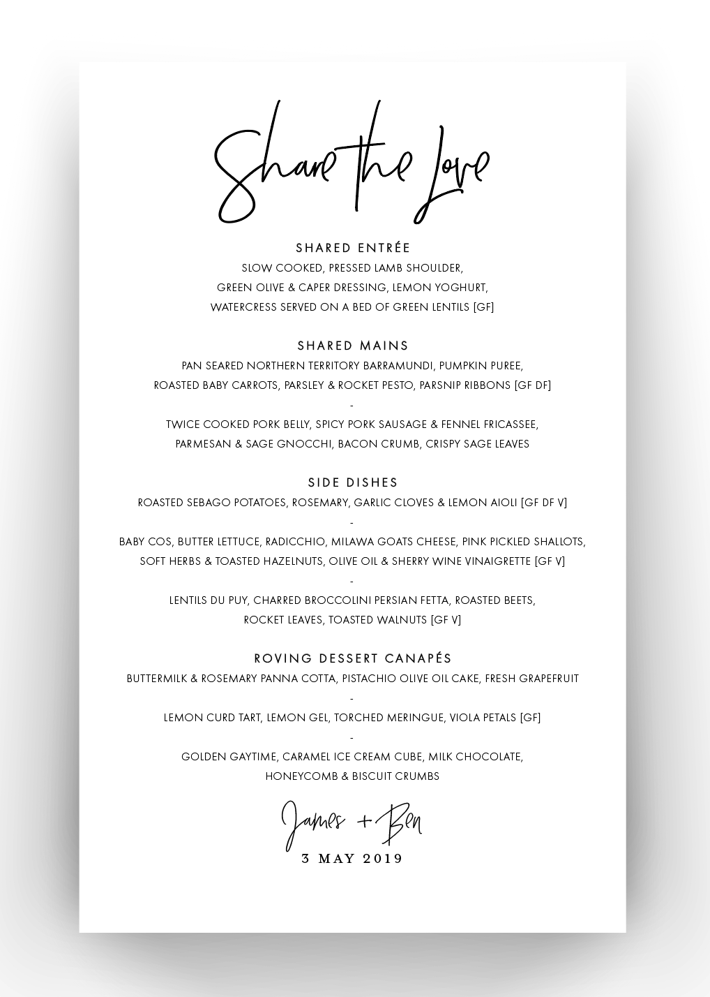 Let's Eat | Table Menu