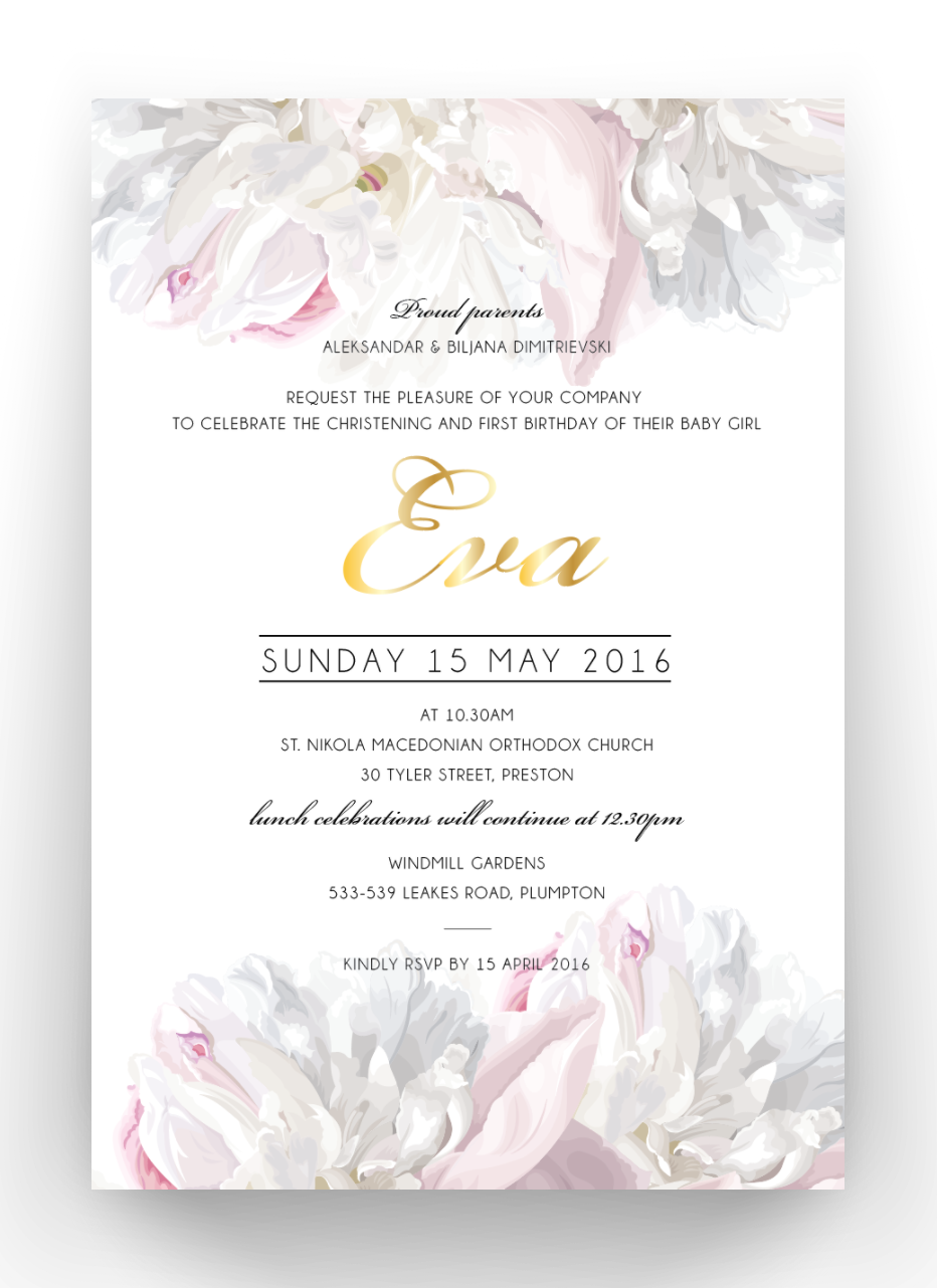 Eva | Baby Baptism Invitation