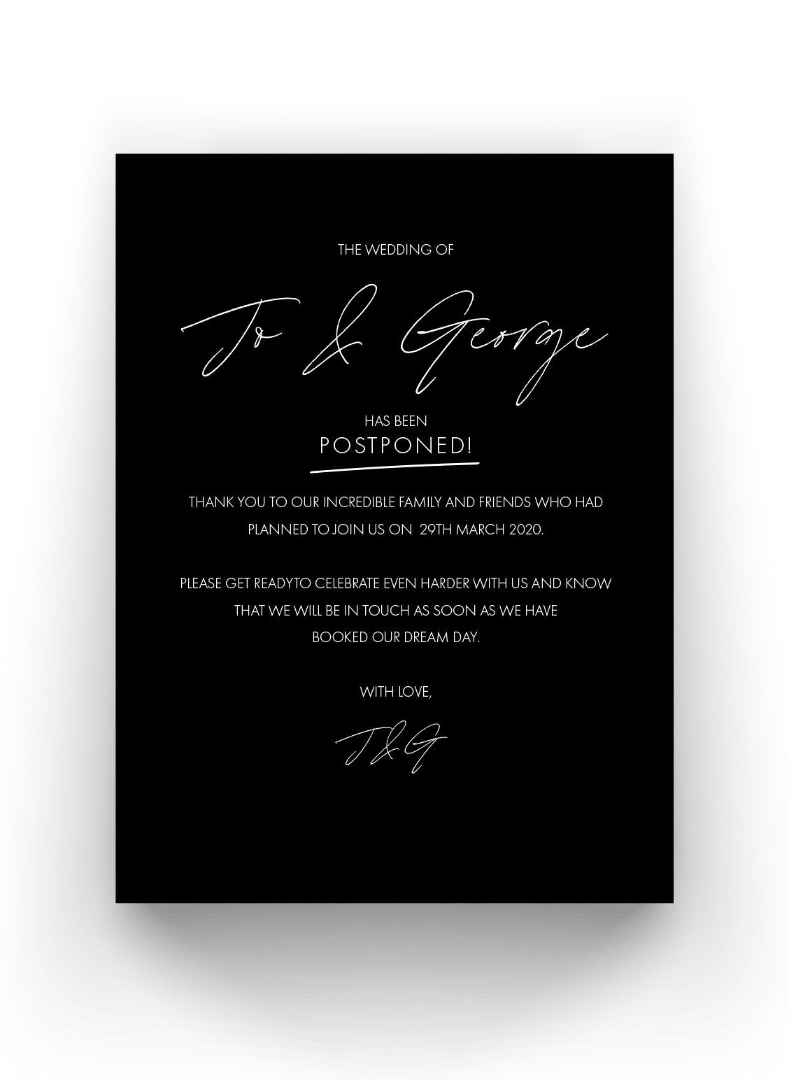 Wedding Date Change Cards - Postponed Wedding Cards